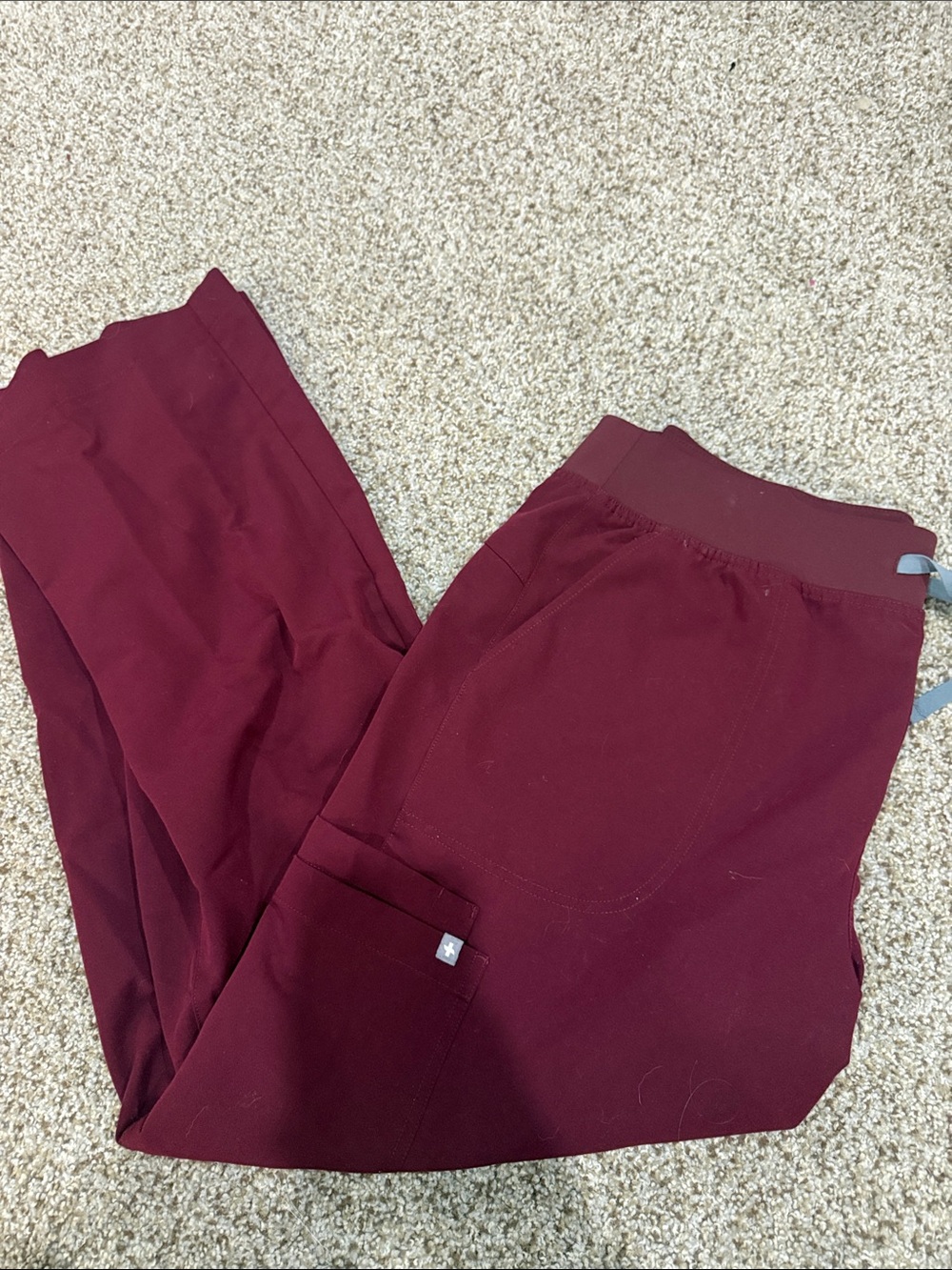 Women’s Figs Burgundy Elastic-Waist Wide Leg Scrub Bottoms